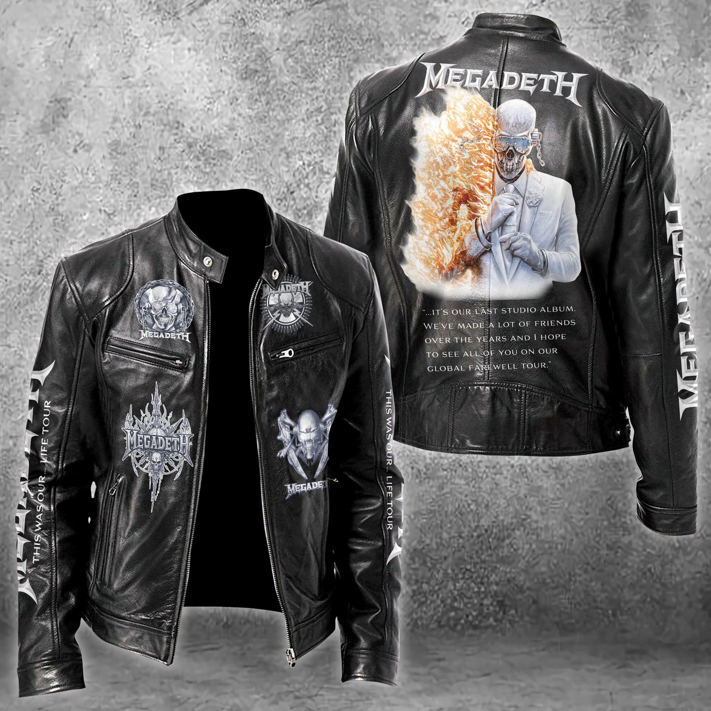 Personalized MGD Farewell Tour Zipper Collar Leather Jacket