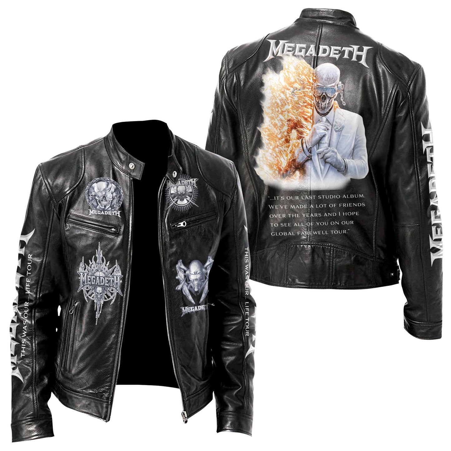 Personalized MGD Farewell Tour Zipper Collar Leather Jacket