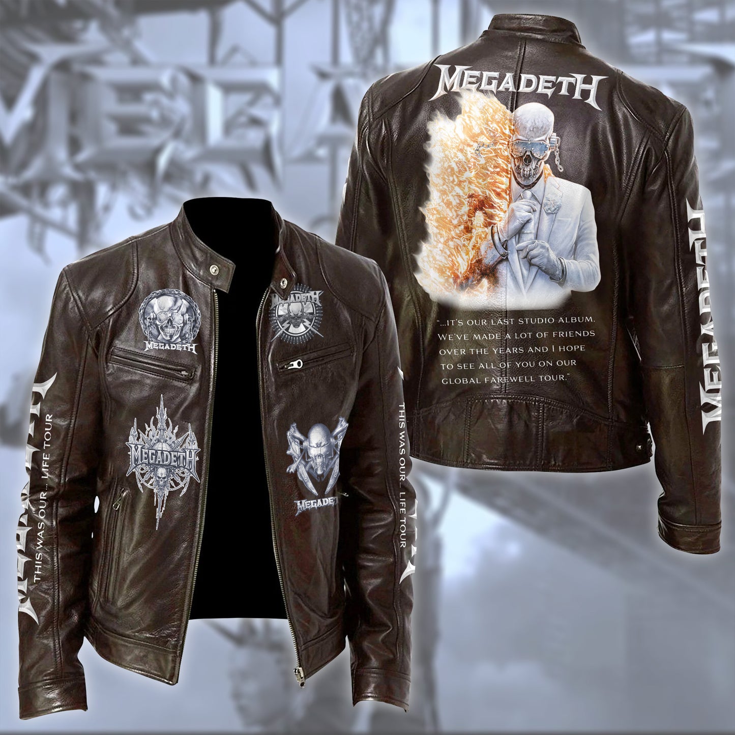 Personalized MGD Farewell Tour Zipper Collar Leather Jacket