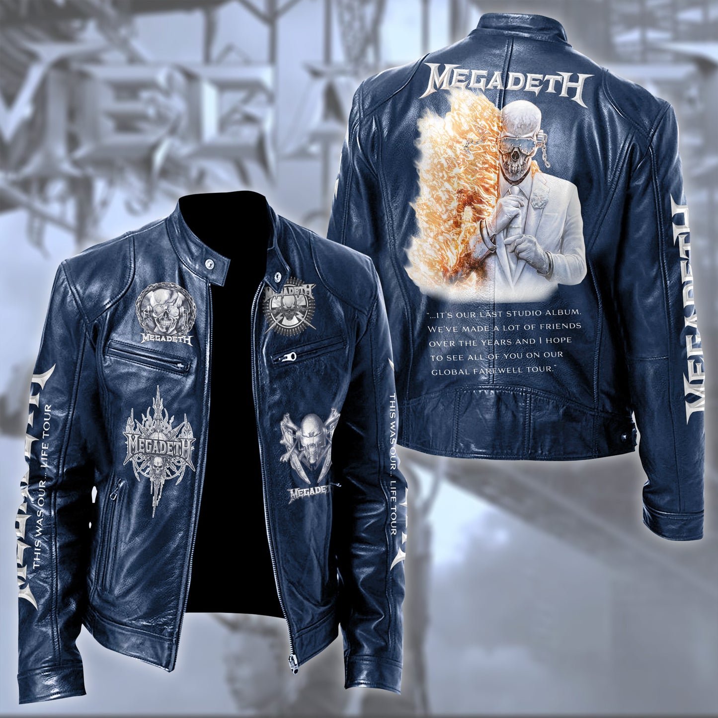 Personalized MGD Farewell Tour Zipper Collar Leather Jacket