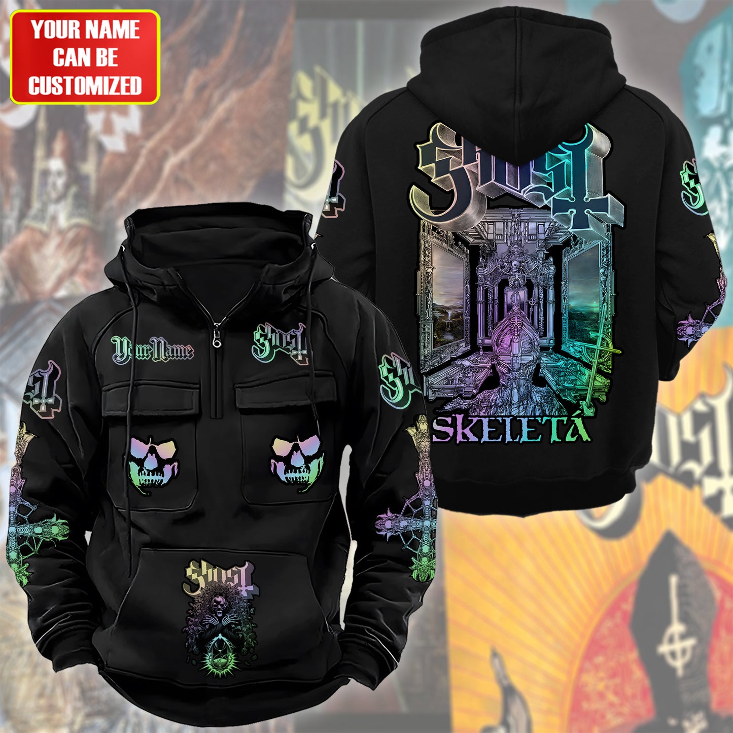 Personalized Ghost Skeleta Retro Cotton Hoodie Q211005