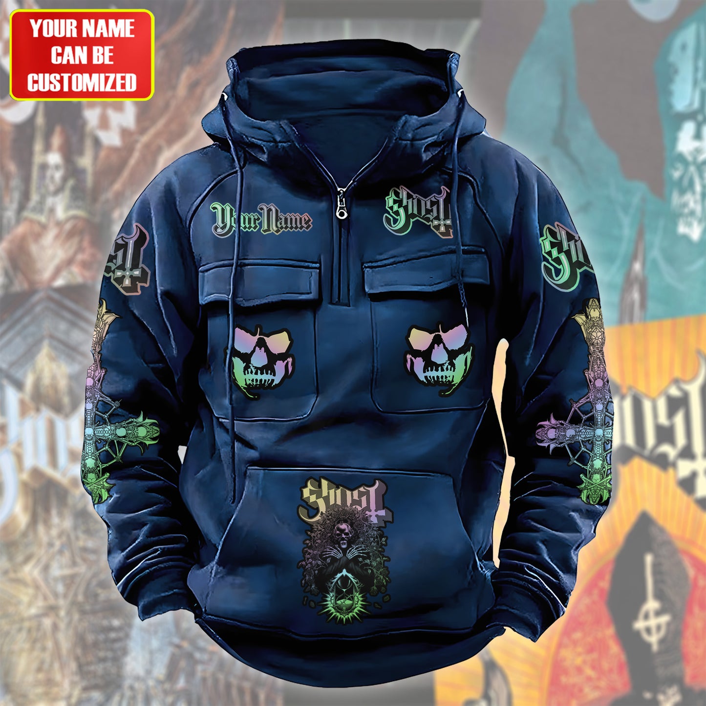 Personalized Ghost Skeleta Retro Cotton Hoodie Q211005
