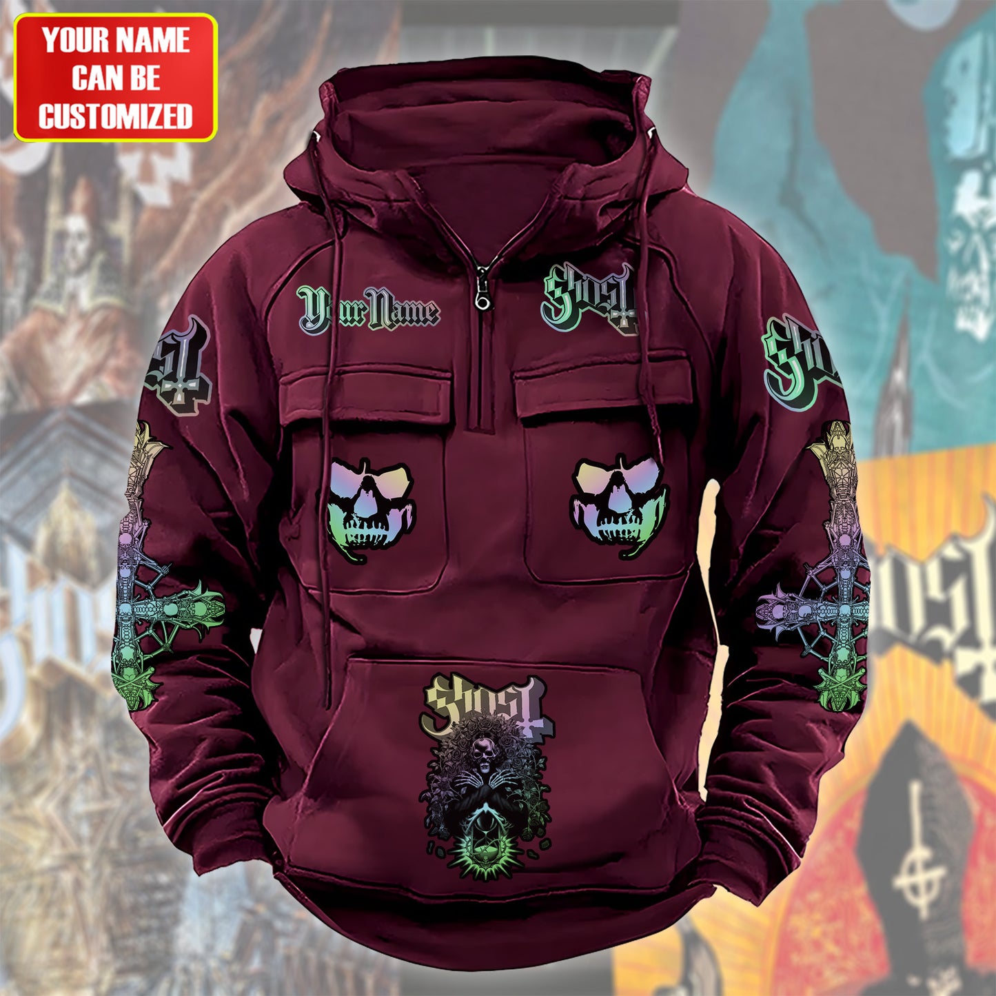 Personalized Ghost Skeleta Retro Cotton Hoodie Q211005
