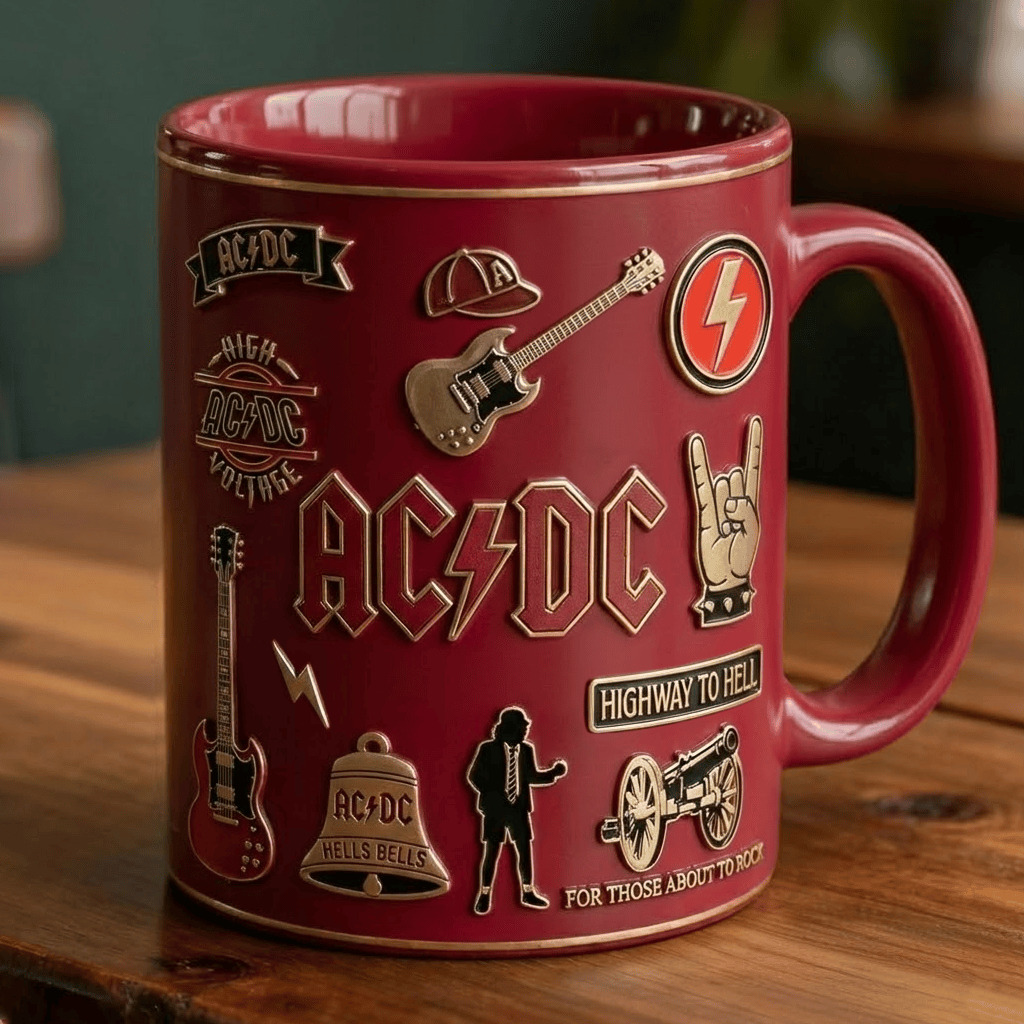 AC Rock Accent Mug , Cream Mug Gifts , Holiday Gifts
