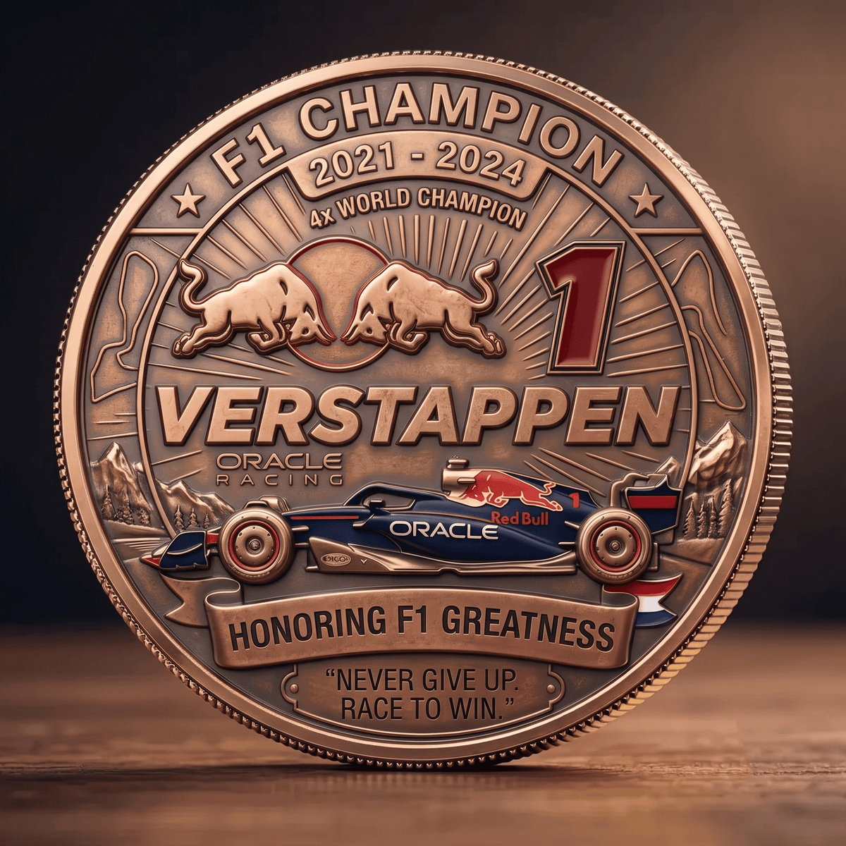 Max Verstappen Red Bll 4x World Champion Commemorative Coin