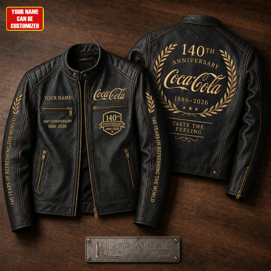 Cola 140th Anniversary Collar Leather Jacket V5