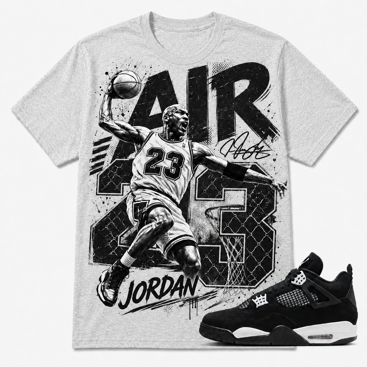 AIR 23 JD Shirt To Match AJ 4 White Thunder, AJ 4 Matching Shirt