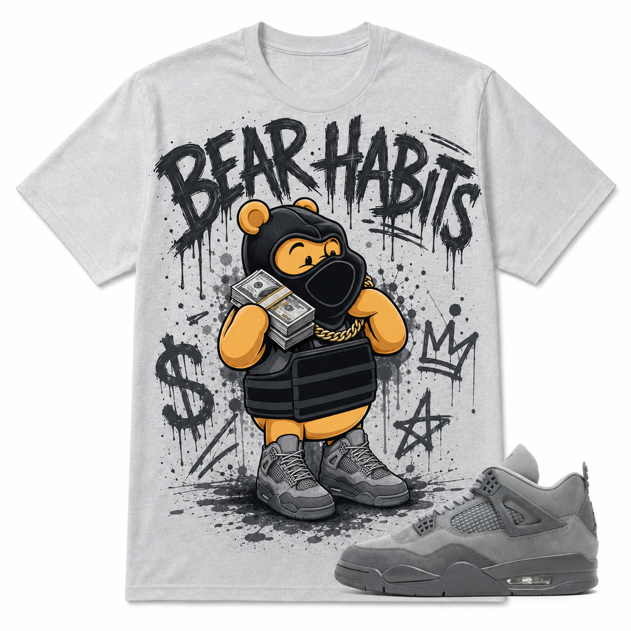 BEAR HABITS Shirt To Match AJ 4 ‘Wet Cement’, AJ 4 Matching Shirt