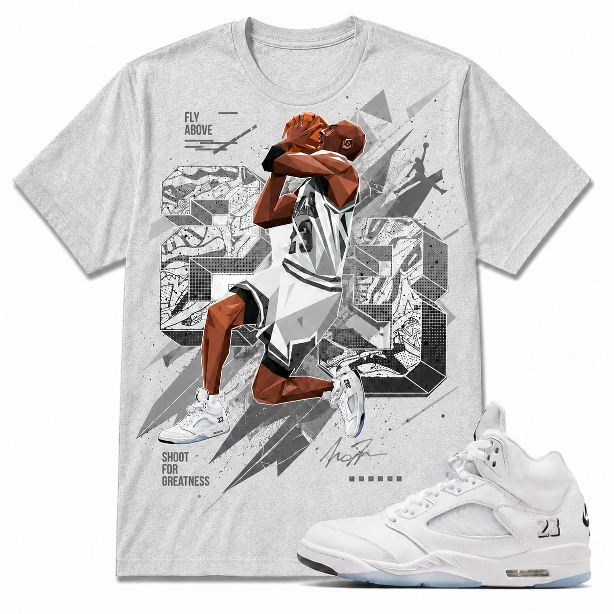 "23" Shirt To Match AJ 5 Metallic Silver, AJ 5 Matching Shirt