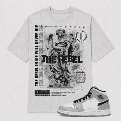 "THE REBEL" Shirt To Match AJ 1 Mid ‘Light Smoke Grey’, AJ 1 Matching Shirt