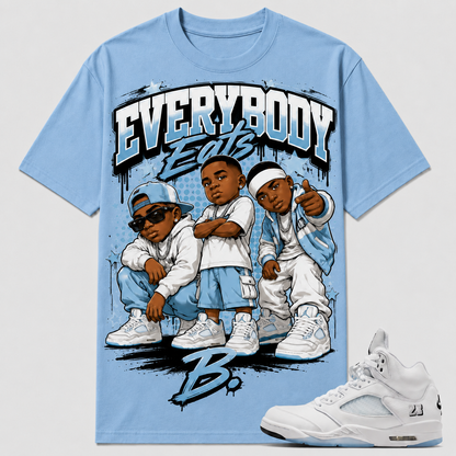 EVERYBODY EATS B Shirt To Match JD 5 Metallic Silver, JD 5 Metallic Silver Matching Shirt