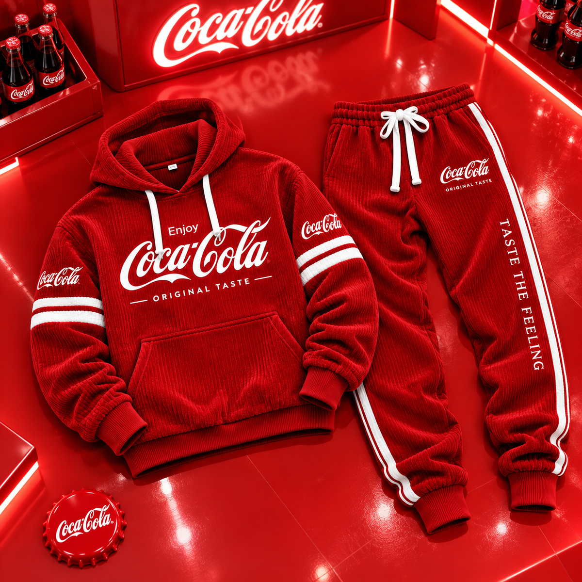 Cola Original Taste All Over Printed Hoodie And Sweatpants Set V4