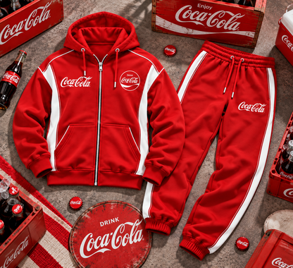 Cola Classic All Over Printed Zip Hoodie And Sweatpants Set