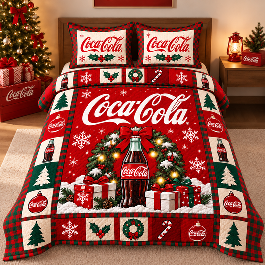Cola Christmas Pattern Bedding Set