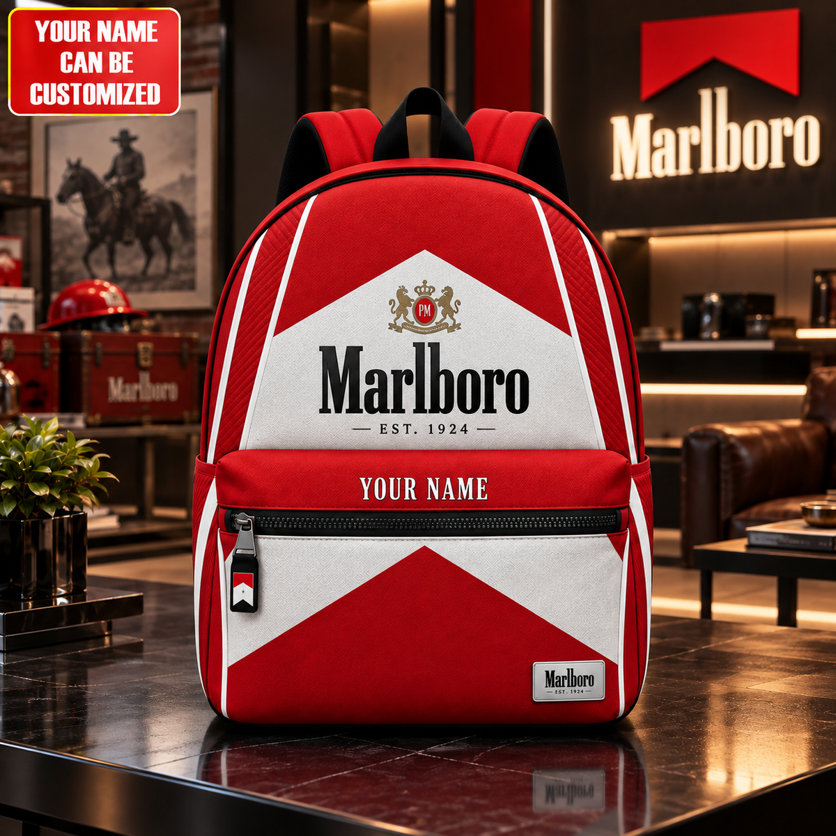 Marlbor EST. 1924 Backpack, Personalized Marlbor Backpack