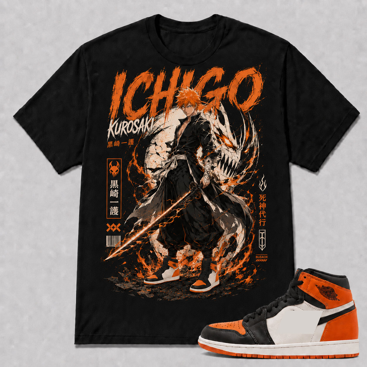 "ICHIGO KUROSAKI" Shirt To Match AJ 1 Retro High 'Shattered Backboard', AJ 1 Matching Shirt
