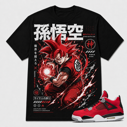 "SUPER SAIYAN GOD" Shirt To Match AJ 4 Retro Toro Bravo, AJ 4 Matching Shirt