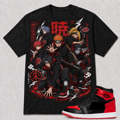 "AKATSUKI" Shirt To Match AJ 1 High Satin Bred, AJ 1 Matching Shirt