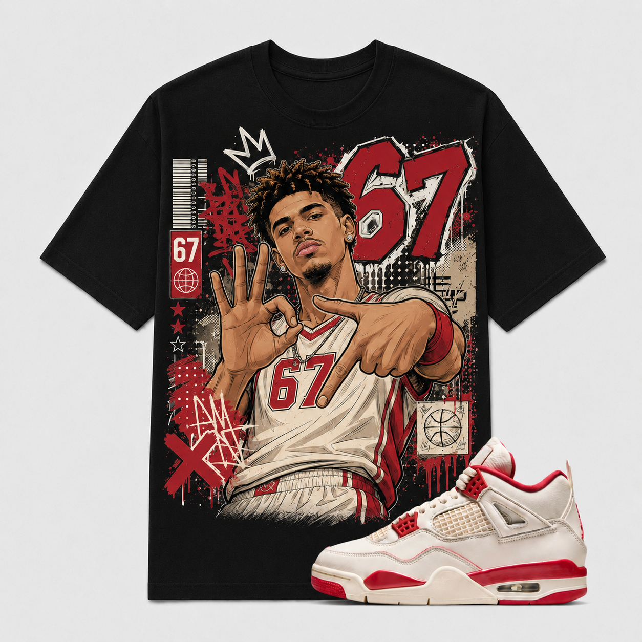 "67" Shirt To Match AJ 4 Retro 'Pale Ivory and Tough Red', AJ 4 Matching Shirt