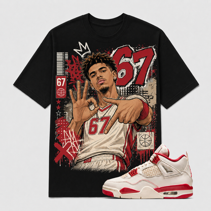 "67" Shirt To Match AJ 4 Retro 'Pale Ivory and Tough Red', AJ 4 Matching Shirt
