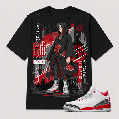 "ITACHI AKATSUKI" Shirt To Match AJ 3 Retro Fire Red, AJ 3 Matching Shirt