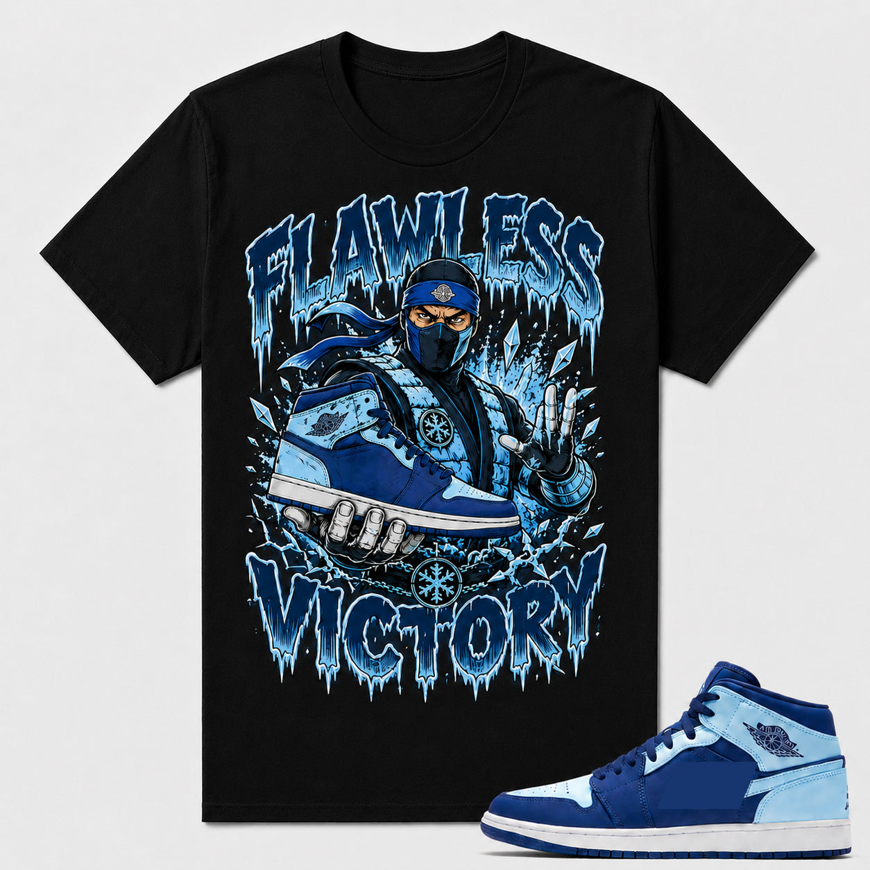 "FLAWLESS VICTORY" Shirt To Match AJ 1 Retro Mid ‘Ice Blue’, AJ 1 Matching Shirt