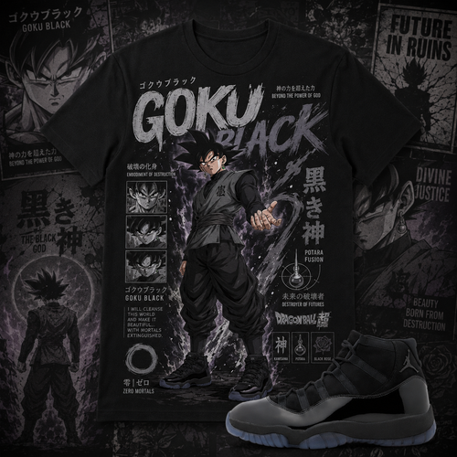"BLACK GOKU" Shirt To Match AJ 11 Retro ‘Cap and Gown’, AJ 11 Matching Shirt