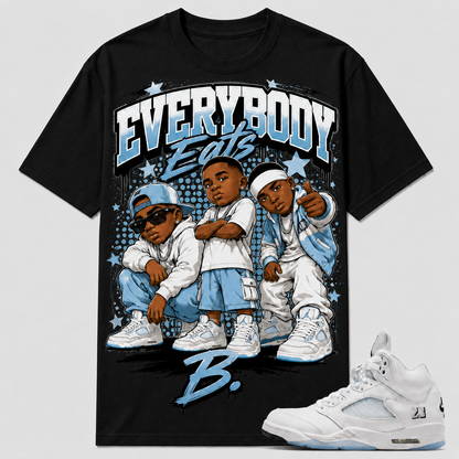 EVERYBODY EATS B Shirt To Match JD 5 Metallic Silver, JD 5 Metallic Silver Matching Shirt