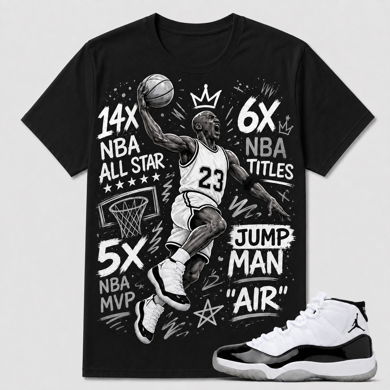 14X ALL STARS Shirt To Match AJ 11 Retro ‘Concord’, AJ 11 Matching Shirt