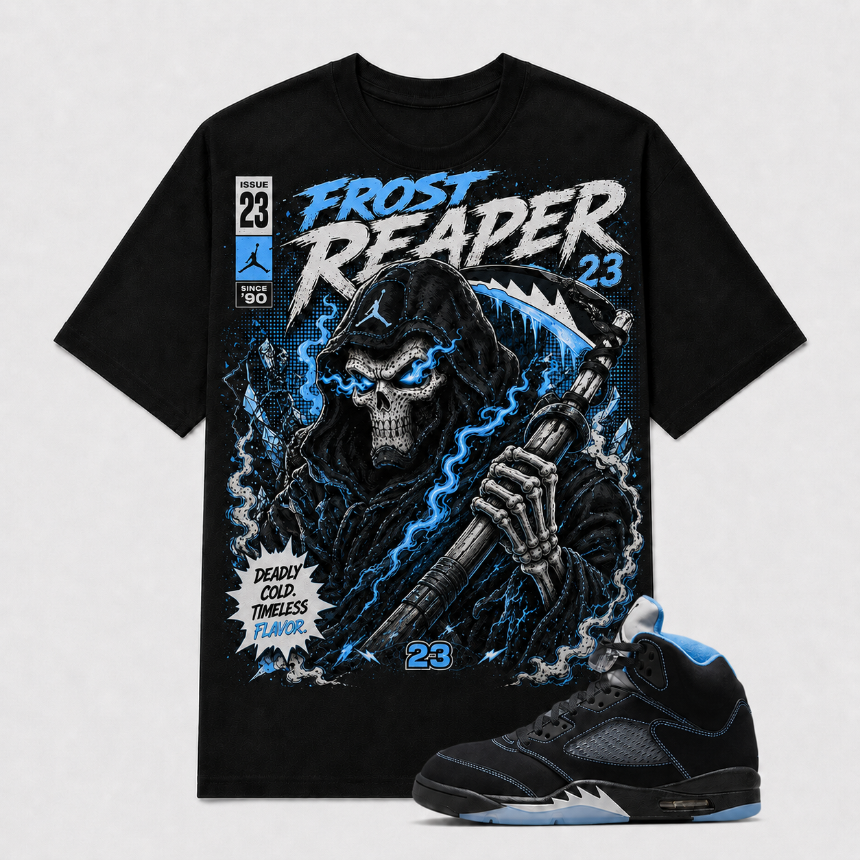 "FROST REAPER" Shirt To Match AJ 5 Black Carolina, AJ 5 Matching Shirt