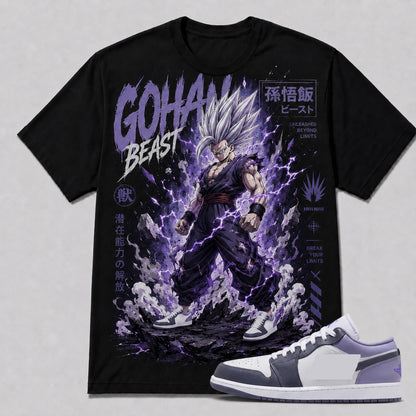 "GOHAN BEAST" Shirt To Match AJ 1 Low ‘Purple White’, AJ 1 Matching Shirt
