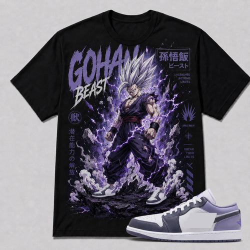 "GOHAN BEAST" Shirt To Match AJ 1 Low ‘Purple White’, AJ 1 Matching Shirt