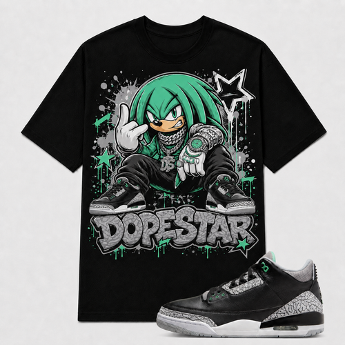 "DOPE STAR" Shirt To Match AJ 3 Retro ‘Green Glow’, AJ 3 Matching Shirt