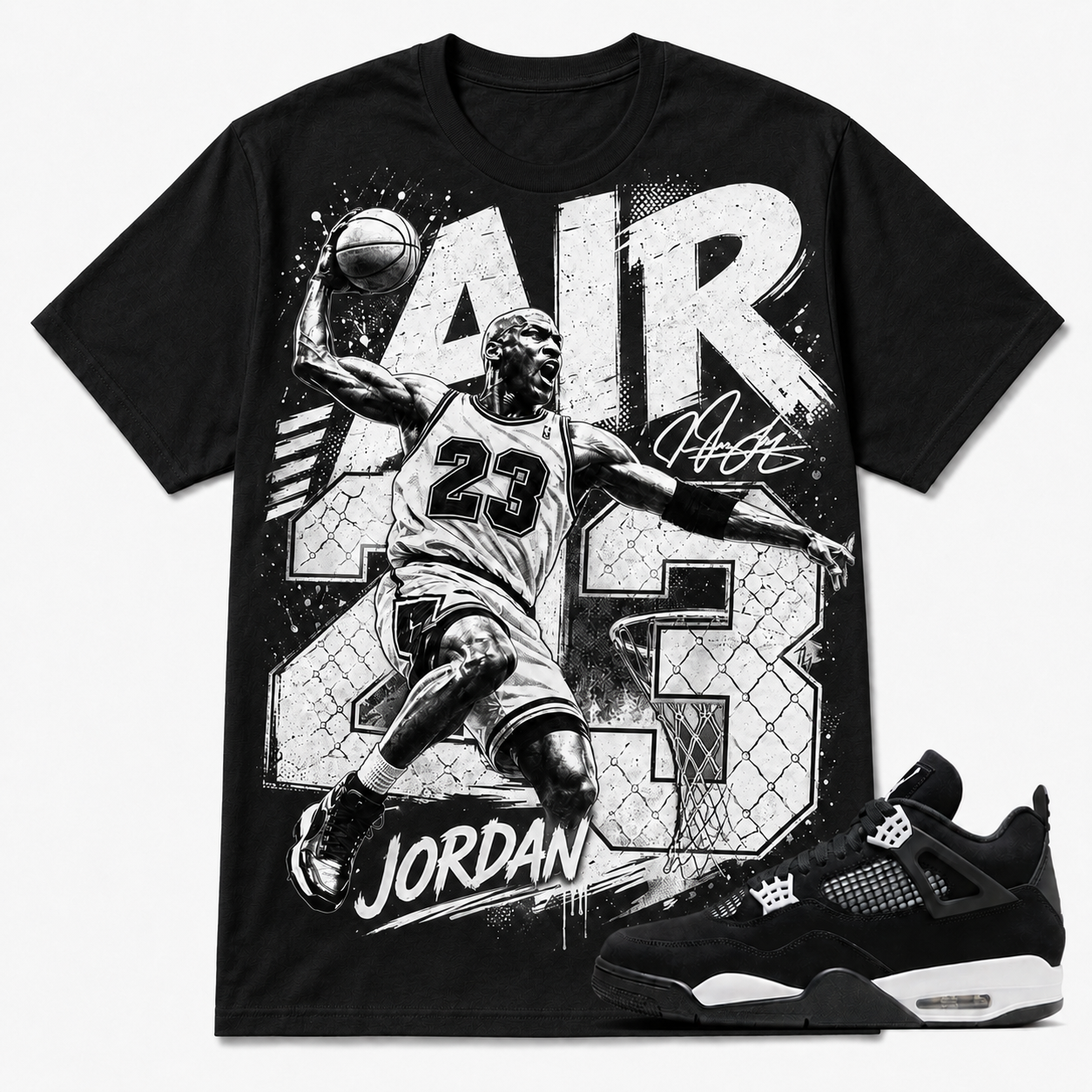 AIR 23 JD Shirt To Match AJ 4 White Thunder, AJ 4 Matching Shirt