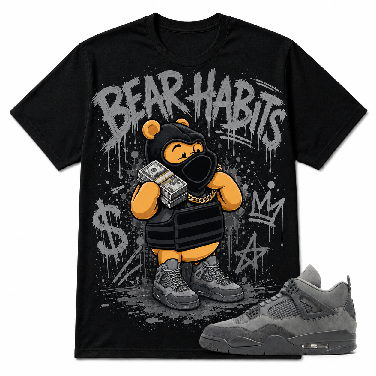 BEAR HABITS Shirt To Match AJ 4 ‘Wet Cement’, AJ 4 Matching Shirt