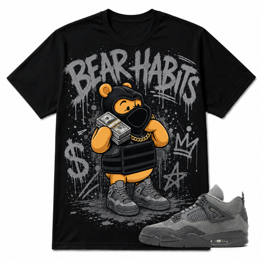 BEAR HABITS Shirt To Match AJ 4 ‘Wet Cement’, AJ 4 Matching Shirt