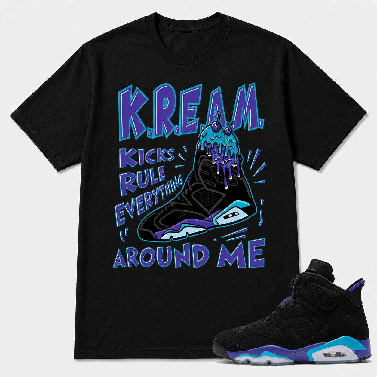 K.R.E.A.M. Shirt To Match AJ 6 "Aqua", AJ 6 Matching Shirt
