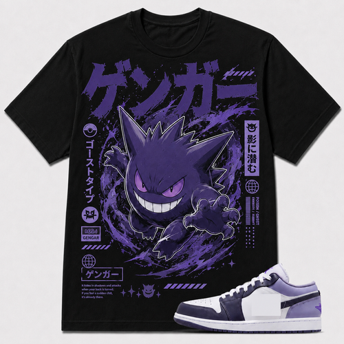 "GENGAR" Shirt To Match AJ 1 Low ‘Purple White’, AJ 1 Matching Shirt