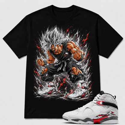 SAIYAN GOD Shirt To Match AJ 8 Retro White True Red, AJ 8 Matching Shirt