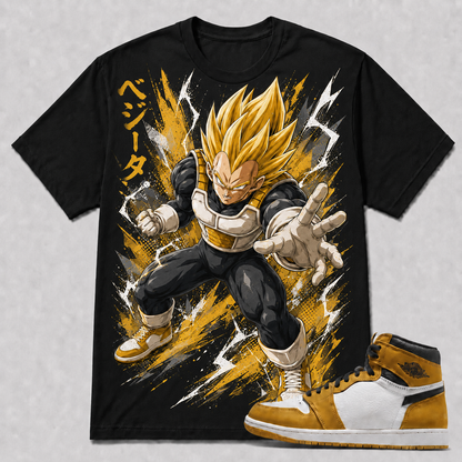 "SUPER SAIYAN VEGETA" Shirt To Match AJ 1 High - Yellow Ochre, AJ 1 Matching Shirt