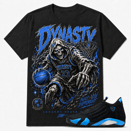 Dynasty Shirt To Match AJ 14 Retro Black University Blue , AJ 14 Matching Shirt