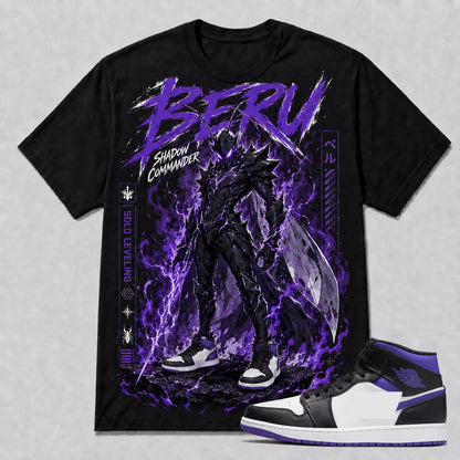 "BERU SOLO LEVELING" Shirt To Match AJ 1 Mid Court Purple, AJ 1 Matching Shirt