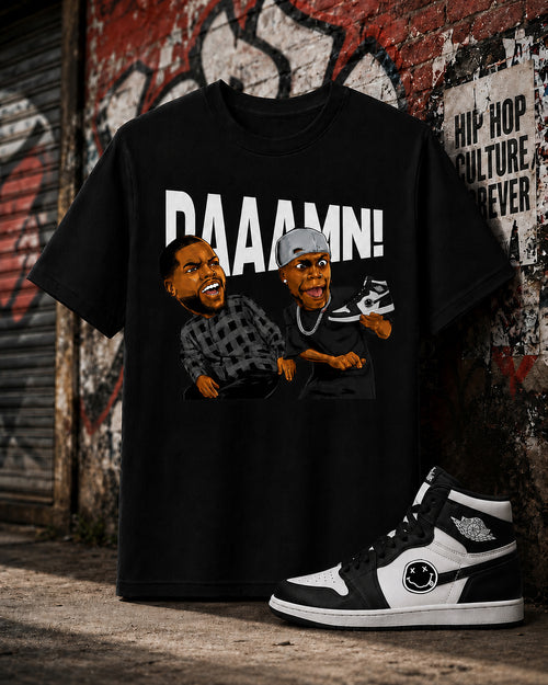 "DAAAMN!" Shirt To Match AJ 1 High Black White, AJ 1 Matching Shirt