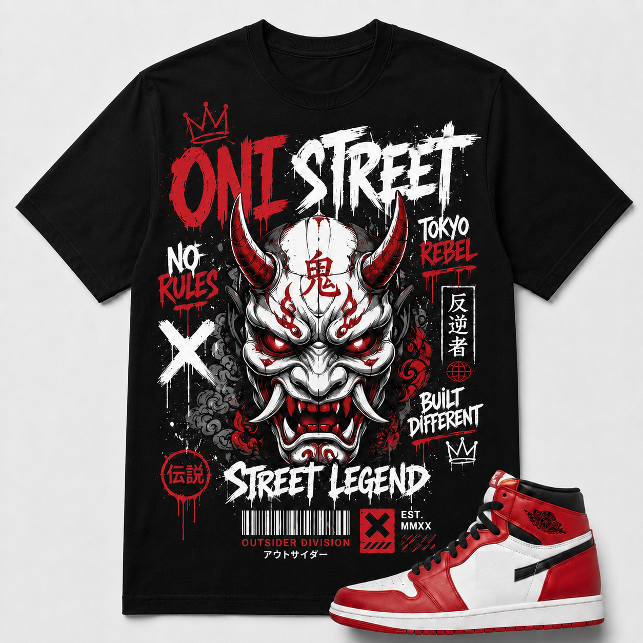 "ONI STREET" Shirt To Match AJ 1 High OG 'Chicago', AJ 1 Matching Shirt