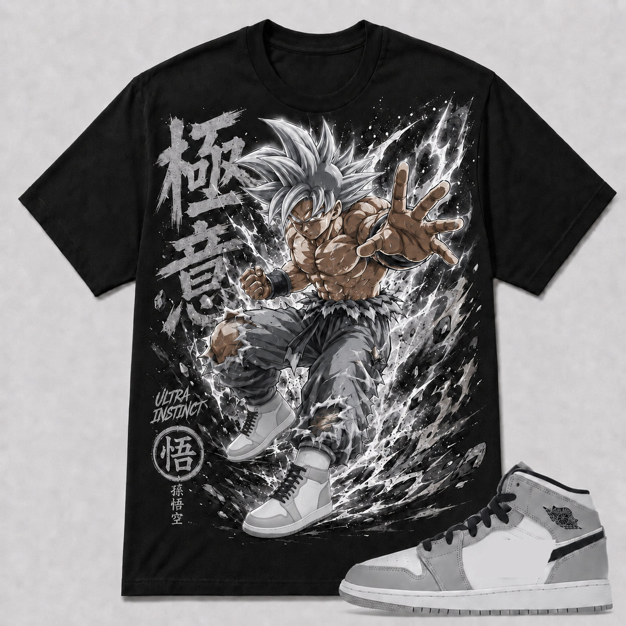 "ULTRA INSTINCT" Shirt To Match AJ 1 Mid ‘Light Smoke Grey’, AJ 1 Matching Shirt
