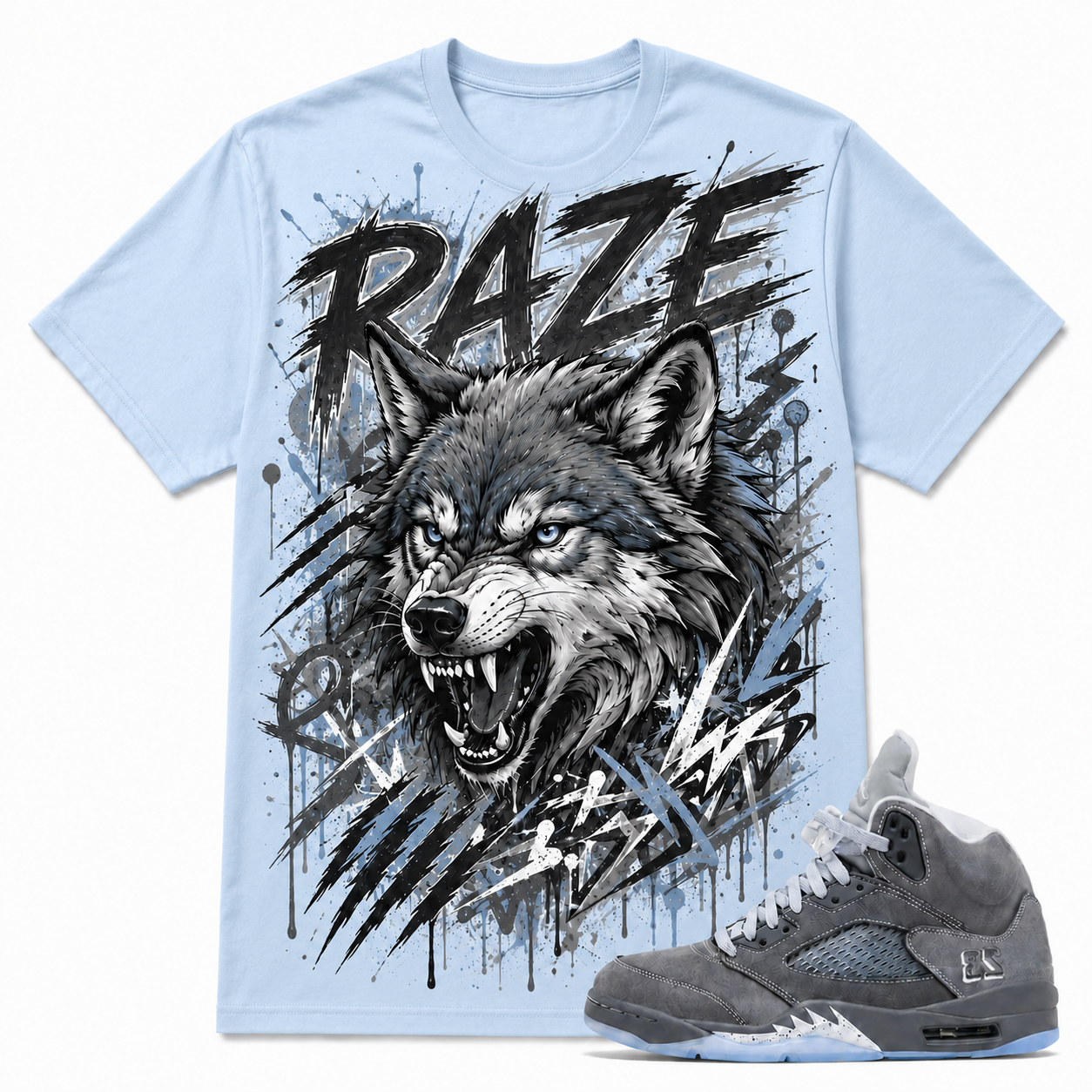 RAZE Shirt To Match AJ 5 Wolf Grey, AJ 5 Matching Shirt