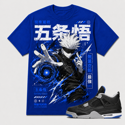 "GOJO SATORU" Shirt To Match AJ 4 Retro ‘Motorsports Alternate, AJ 4 Matching Shirt