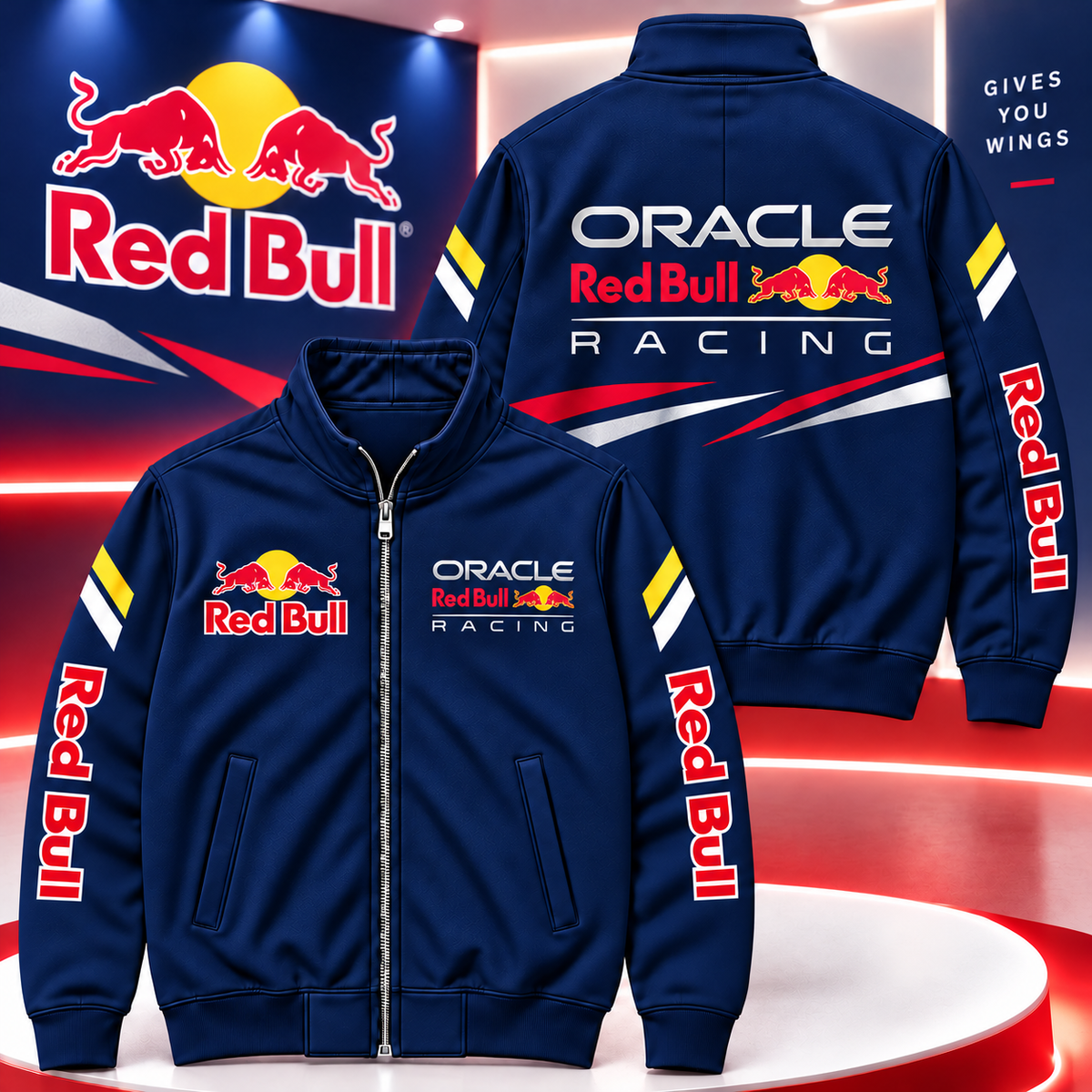 Red Bll Racing Zipper Stand Collar Jacket