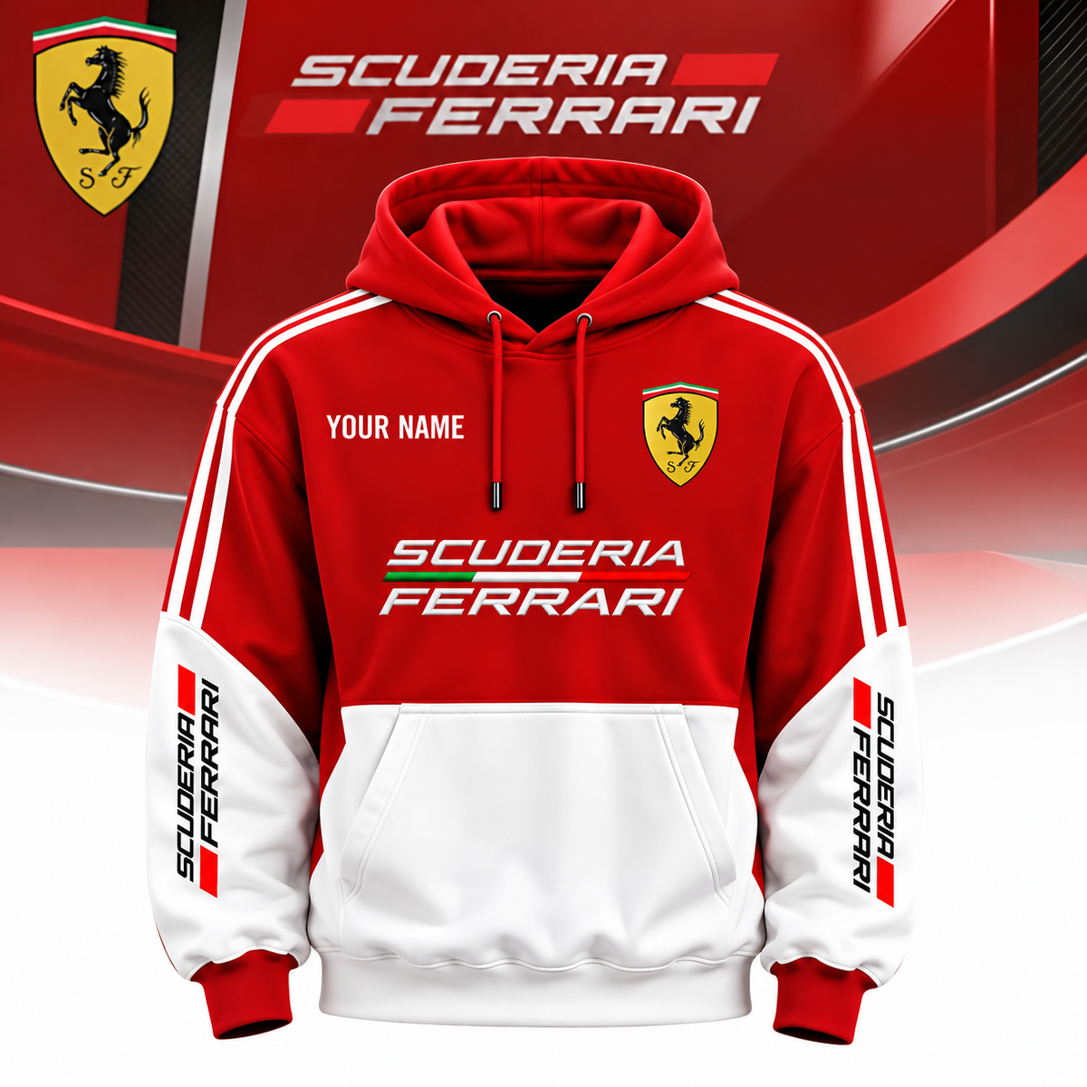 Scuderia Ferrar All Over Printed Hoodie And Sweatpants Set