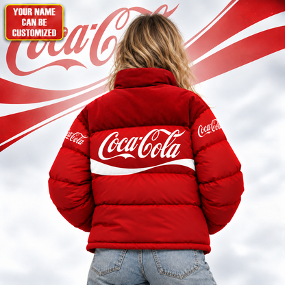 Personalized Cola Classic Puffer Jacket , Cola Windproof Puffer Jacket